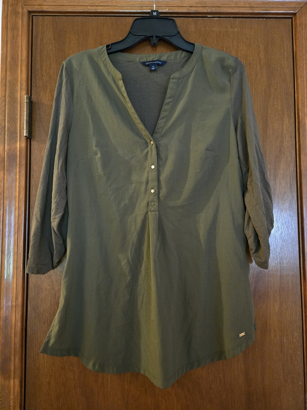 Tommy Hilfiger Olive Green 3/4 Sleeve Blouse M